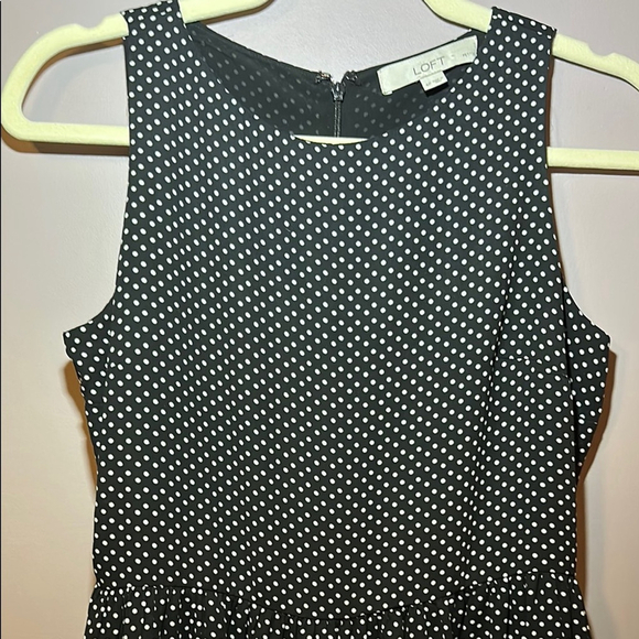 LOFT Petite Black & White Sleeveless Polka Dot Dress - 4P - Picture 3 of 4